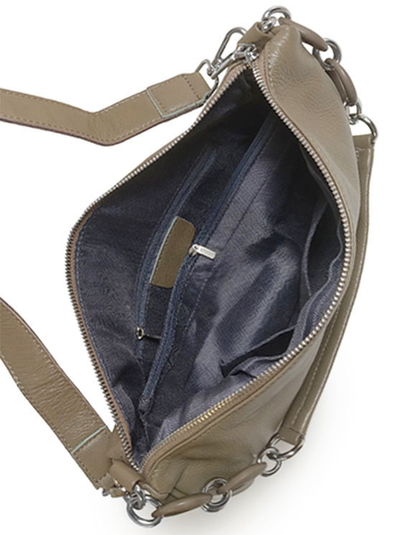 (АРТИКУЛ: 10066/1) СУМКА ЖЕНСКАЯ, НЕБОЛЬШАЯ, НАТУРАЛЬНАЯ КОЖА, ТЕМНО-БЕЖЕВАЯ, С ПЛЕЧЕВЫМ РЕМНЕМ