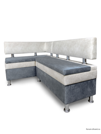 Кухонный угловой диван "Форум-4", Серый/Слоновая кость Левый