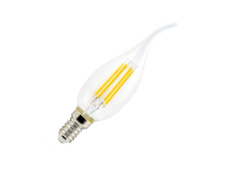 Лампа светодиодная Ecola свеча на ветру E14 6W 4000K 4K прозр. 125x37 филамент (нитевидная), 360° Premium N4UV60ELC