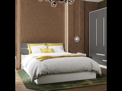 Кровать осн. ДСП 1,4 Гавана Белый/Графит Серый (ТЭКС)