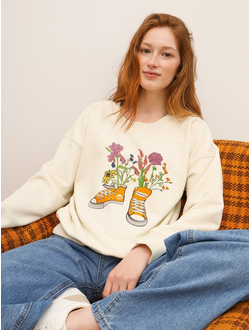 ЖЕНСКИЙ СВИТШОТ СВЕТЛЫЙ "ЦВЕТОЧНЫЕ КЕДЫ"