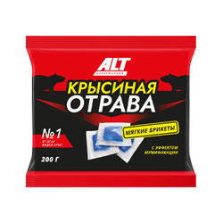 ALT Крысиная отрава №1 Мягкие тесто-сырные брикеты от всех видов крыс, 200 г