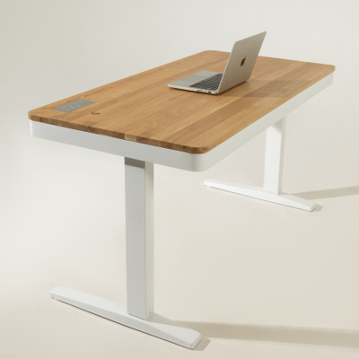 Умный стол 140×70 белый | массив дуба