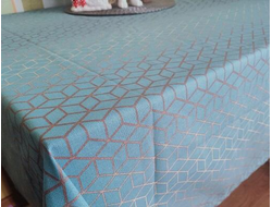 Квадратная водоотталкивающая скатерть 140х140 см на кухонный стол голубая бирюза