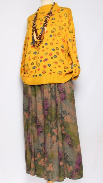 Джемпер ХЛОПОК "Редкие ромашки" желтый до р.52