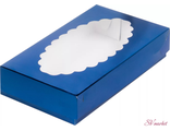 Коробка для эклеров с окном. Синяя 24*14*5см