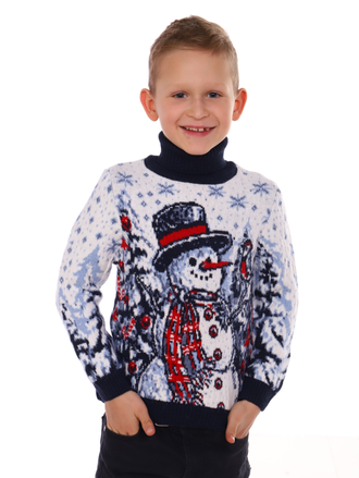Свитер детский с горлом снеговик