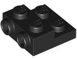 Plate, Modified 2 x 2 x 2/3 with 2 Studs on Side - Hollow Bottom Tube, Black (4304 / 6469445)