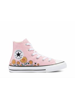 Кеды Converse All Star детские розовые высокие с подсолнухами