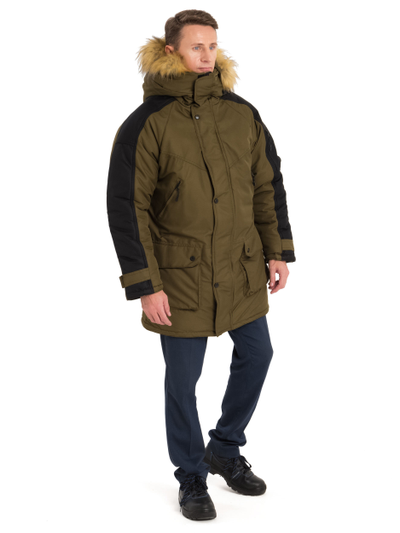 Куртка ПРЕМЬЕР-ЗИМА  цв. оливковый/чёрный