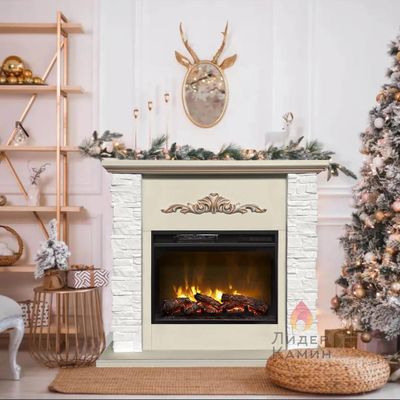 Электрокамин Malta SL белый камень с очагом Magic 24