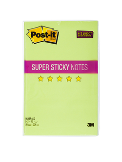 Блок-кубик Post-it Super Sticky 1623R-SG, 150х228, неон зеленый (90 л)