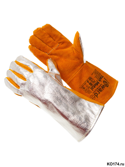 Краги спилковые оранжевого цвета Track Metal с металлизированным полотном, (до 800°C) XY501