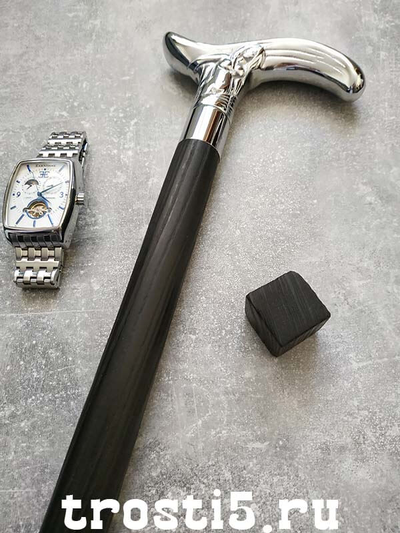 Трость деревянная красивая "Дева EURO + Обожженный ясень" с серебряной рукоятью