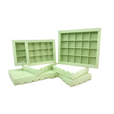 Коробка для пирожных с фигур. окном (фисташковая), 210*100*55мм