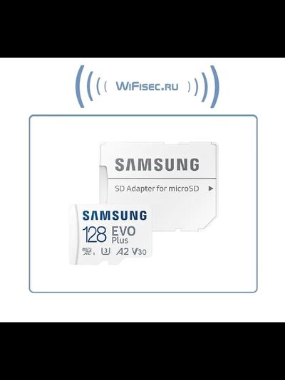 Карта памяти microSDXC UHS-I U3 Samsung EVO PLUS 128 ГБ, 130 МБ/с, Class 10, + переходник SD