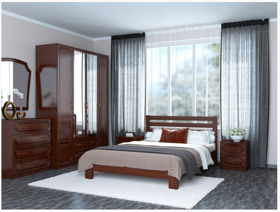 Кровать из массива сосны Вероника цвет орех