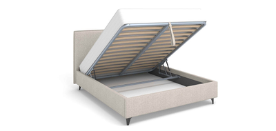 Двуспальная мягкая кровать Ингрид Ривалли (Rivalli), в съемных чехлах, на высоких металлических ножках, под робот-пылесос