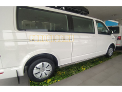Защита  штатного порога труба (удлиненная база) d60 для Volkswagen T6 (2015-)