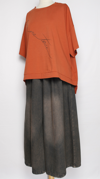 Футболка "Свободная с надписью" терракот до р.58