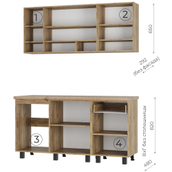 Кухня 1,6м Вика крафт/белый