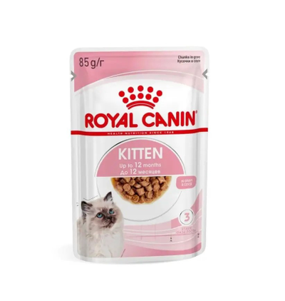 Royal Canin (Роял Канин) Kitten Влажный корм (пауч) для котят от 4 до 12 месяцев, кусочки в соусе, 85 г