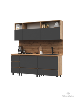 Хелен кухонный гарнитур 2 м Серый графит/Дуб крафт золото