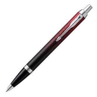 Ручка шариковая PARKER "IM Red Ignite CT", корпус латунь, детали хром, синяя, 2074031