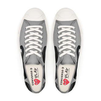 Кеды Play Comme des Garçons x Converse Jack Purcell серые низкие с черным сердцем