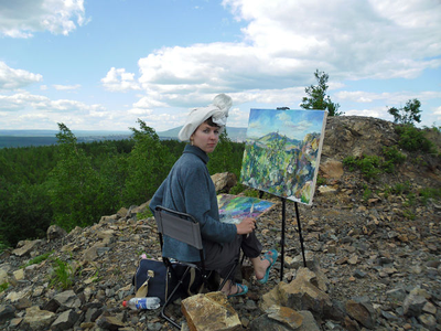 Вид на гору Качканар с горы Жуков камень