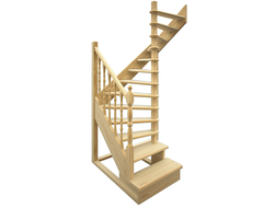 Деревянная межэтажная лестница ЛЕС-03 поворот 180°