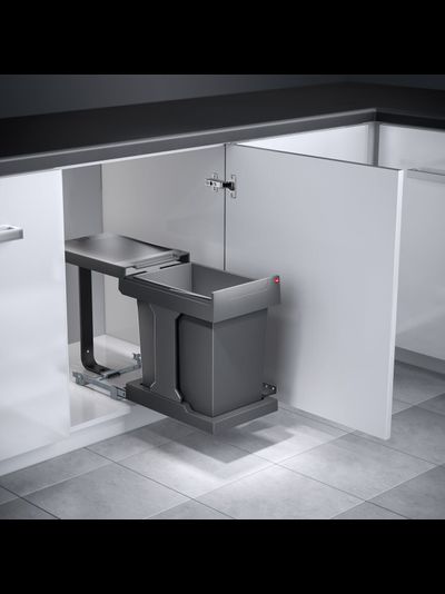 Встраиваемое мусорное ведро 20л Solo Hailo 3636001 выдвигается синхронно с фасадом