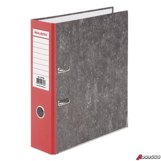 Папка-регистратор BRAUBERG, фактура стандарт, с мраморным покрытием, 75 мм, красный корешок. 220988