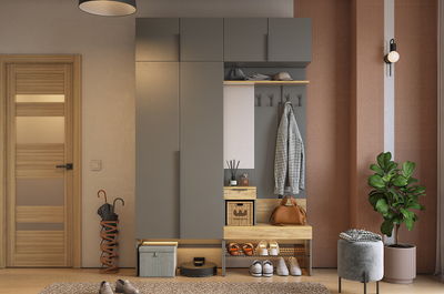 Композиция прихожей БАСКО Графит/Дуб Крафт золотой