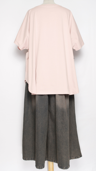 Футболка "ПОЛОСЫ И ЦВЕТОК" розовая до р.56