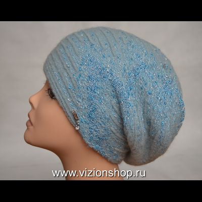 Голубой вязаный берет для женщин италия Vizio 6241 фото