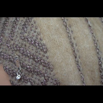 Женский берет зимний Vizio Италия 5854 бежевый с розовым