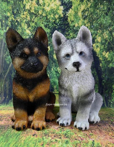 ОВЧАРКА щенок - фигура 37*30*20 см  1,7кг   экологичный полистоун Россия  2398-012980*  Не боится влаги и перепадов температур 2780/012980