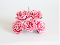 Роза с закругленными лепестками РОЗОВАЯ, 4 см