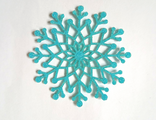 Снежинка из фетра глиттерного, размер 6 мм, цвет голубой (лазерная вырубка)