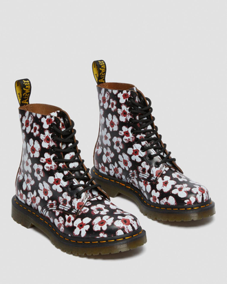 Dr Martens Pascal Flower Black Red