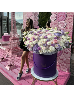 Букет в шляпной коробке VIP Микс №2