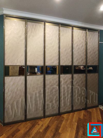 Двери для шкафа &quot;Скользящая волна&quot; из 6-ти створок в AL профиле