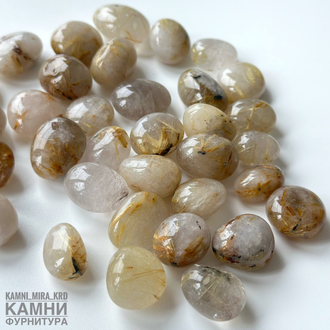 Кварц рутиловый "Волос Венеры" галтовка 15-22 мм, цена за штуку