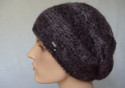 Пушистый вязаный берет для женщин Vizio Италия 6957 сиреневый