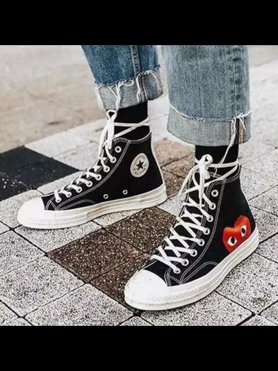 Converse Comme Des Garcons с сердечком черные высокие