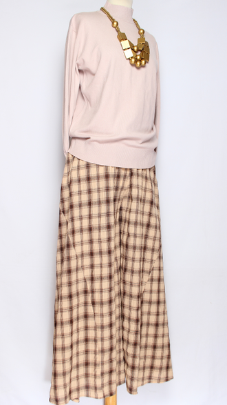 ЮБКА-БРЮКИ "КЛЕТКА" вишневая, бежевая до р.54