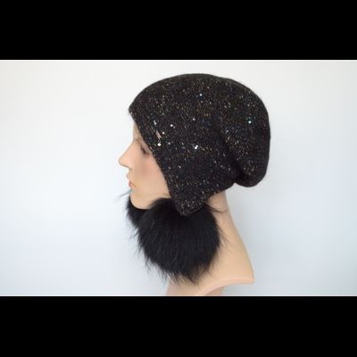 Vizio шапка ушанка черная с помпонами 1010 PP  Италия