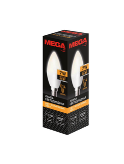 Лампа светодиодная Mega E14 7W 3000K свеча