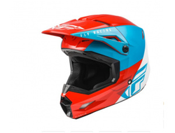 Шлем (кроссовый) FLY RACING KINETIC STRAIGHT EDGE (2021), голубой/оранжевый